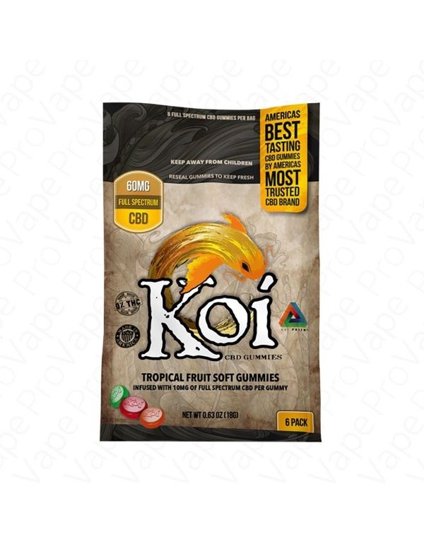 Tropical Fruit Soft Gummies 60mg CBD Koi 6PCS- Pro...